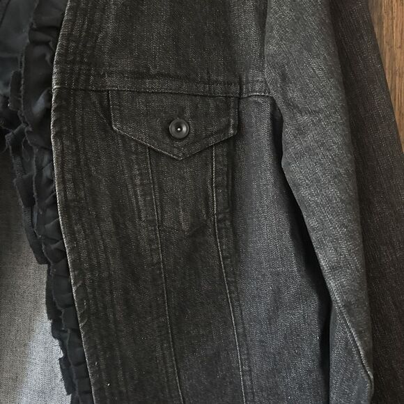 INC Womens Cotton Jean Blazer Jacket size‎ Small Black Ruffled - Picture 4 of 7